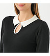 Черен дамски пуловер с бяла яка Caris-2 снимка