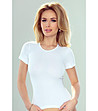 Бяла памучна дамска блуза Natasha в макси размери-0 снимка