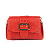 Червена дамска кожена чанта с релеф Ilona-0 снимка