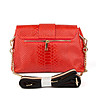 Червена дамска кожена чанта с релеф Ilona-1 снимка