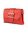 Червена дамска кожена чанта с релеф Ilona-2 снимка