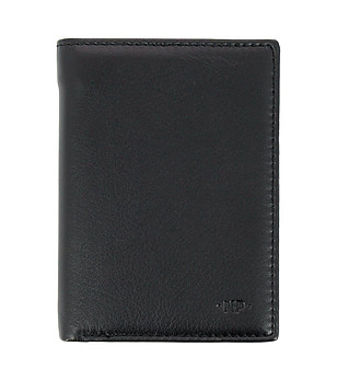Черен мъжки портфейл от естествена кожа Tiberio снимка