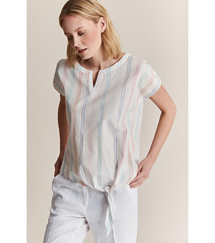 Дамска памучна блуза Oriana с контрастно райе снимка