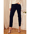 Черен дамски 9/10 памучен панталон с контрастен кант Reli-3 снимка