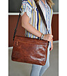 Дамска кожена чанта за лаптоп и документи в цвят коняк Irina-0 снимка