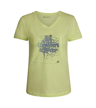 Дамска тениска с памук в цвят лайм Laila снимка