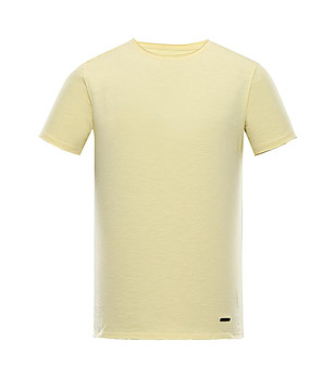 Памучна мъжка тениска в жълто Dran снимка