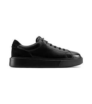 Черни мъжки спортни обувки от естествена кожа Hero Lite снимка
