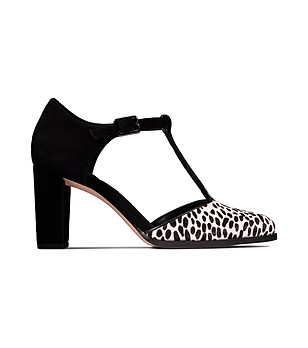 Дамски обувки в черно и бяло с леопардов принтKaylin снимка