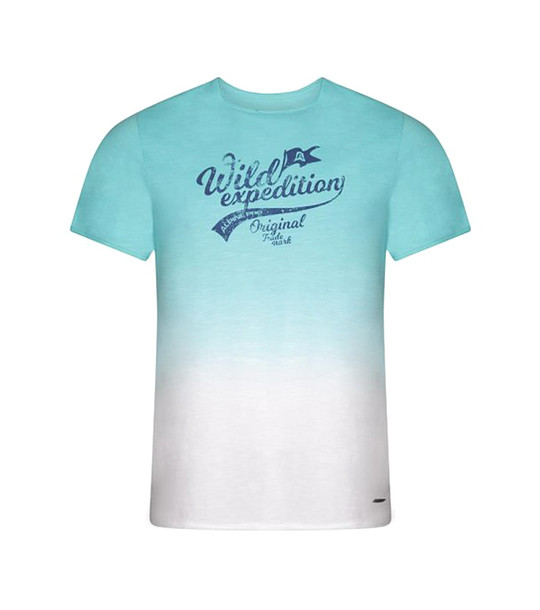 Мъжка тениска с омбре ефект в бяло и синьо с памук Gang снимка