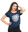 Дамска тениска с памук в цвят индиго Cleta-0 снимка