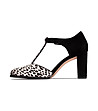 Дамски обувки в черно и бяло с леопардов принтKaylin-3 снимка
