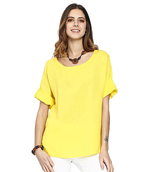 Жълта дамска ленена блуза Lenitta снимка