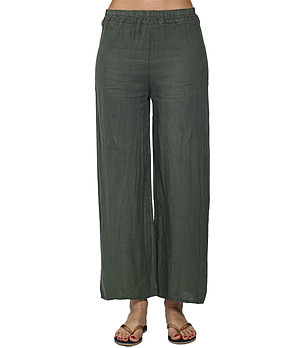 Дамски ленен панталон в цвят каки Claret снимка