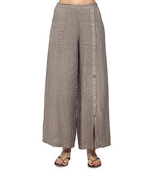 Дамски ленен панталон в цвят таупе Andrina снимка