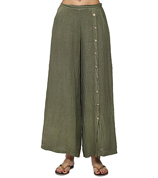 Дамски ленен панталон в цвят каки Andrina снимка
