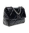 Дамска кожена чанта с декоративни шевове в черно Conny-2 снимка