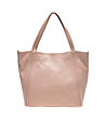 Трапецовидна кожена дамска чанта в розово Roberta-1 снимка