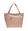 Трапецовидна кожена дамска чанта в розово Roberta-2 снимка