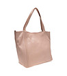 Трапецовидна кожена дамска чанта в розово Roberta-3 снимка