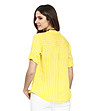 Жълта ленена дамска риза на бяло райе Karra-1 снимка
