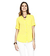 Жълта ленена дамска риза на бяло райе Karra-2 снимка