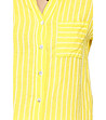 Жълта ленена дамска риза на бяло райе Karra-3 снимка