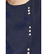 Тъмносиня дамска ленена блуза с флорални мотиви Zaria-3 снимка