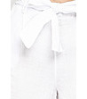 Бели къси ленени дамски панталонки Carian-3 снимка