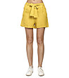 Жълти дамски ленени панталонки Carian-0 снимка