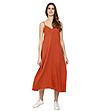 Ленена рокля без ръкави в оранжево Salina-0 снимка