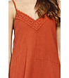 Ленена рокля без ръкави в оранжево Salina-3 снимка