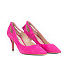Дамски велурени обувки на ток в цвят циклама-0 снимка