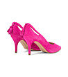 Дамски велурени обувки на ток в цвят циклама-2 снимка