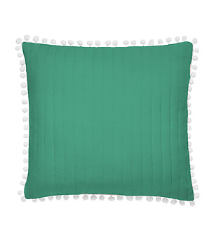 Зелена калъфка за възглавница с помпони Bohemia снимка