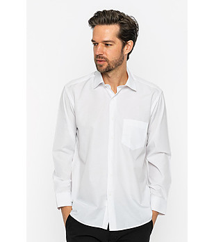 Бяла памучна мъжка риза с джоб Burton снимка