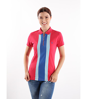 Памучна дамска блуза в цвят циклама с цип Gaia снимка