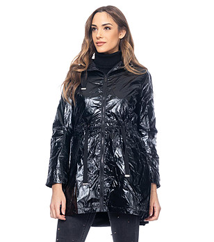 Дамско черно яке с метализиран ефект Libby снимка
