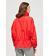 Червено дамско спортно яке с качулка-1 снимка