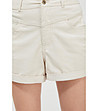Дамски къси светлобежови панталонки от лиосел и памук-3 снимка