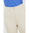 Светлобежов дамски слим панталон от лиосел и памук-3 снимка