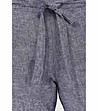 Дамски панталон в син меланж от памук и лен-3 снимка