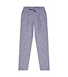 Дамски панталон в син меланж от памук и лен-4 снимка