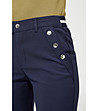 Дамски тъмносин панталон с памук-3 снимка