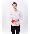 Памучна мъжка риза в бяло и червено Clare-4 снимка
