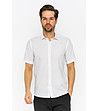 Памучна мъжка риза с къс ръкав в бяло Clare-0 снимка