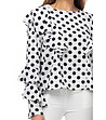 Бяла дамска блуза на черни точки с памук Leslie-2 снимка