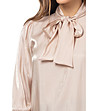Бежова дамска блуза с връзка при деколтето Trish-3 снимка