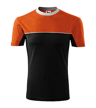 Мъжка памучна тениска в черно и оранжево Bruno снимка