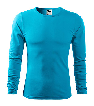 Мъжка светлосиня памучна блуза Fit-T снимка